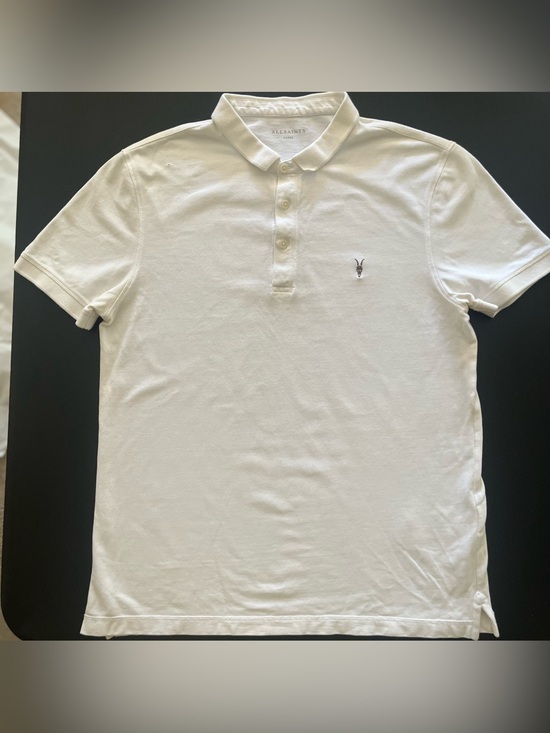 All Saints Other - AllSaints White Short-Sleeve Pique Polo